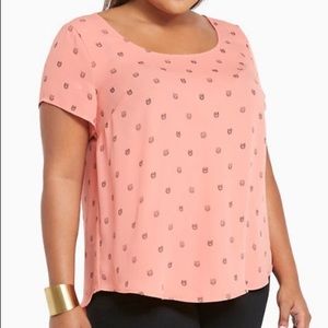 Coral owl blouse